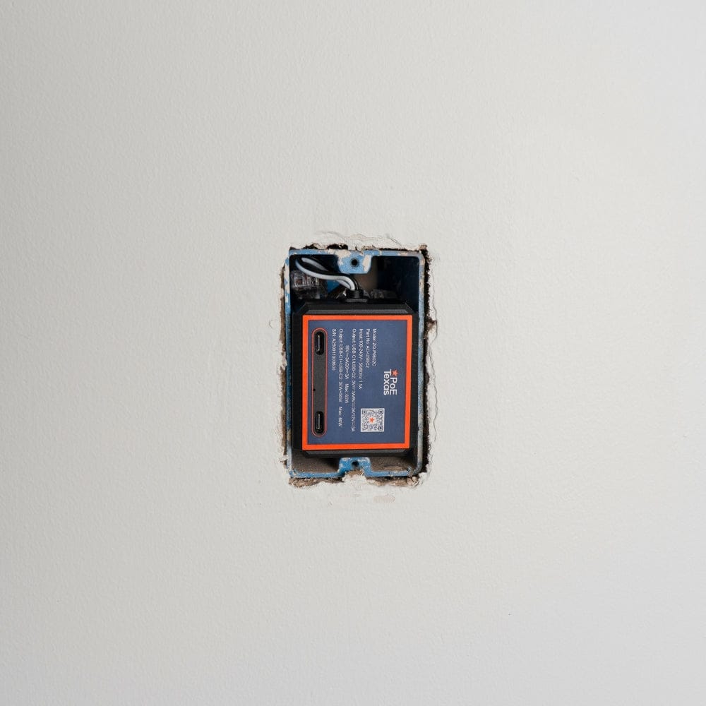 POE Texas Splitter AC to USBC adapter with two USB-C ports for USB-C Devices 5-20V with max output 30W