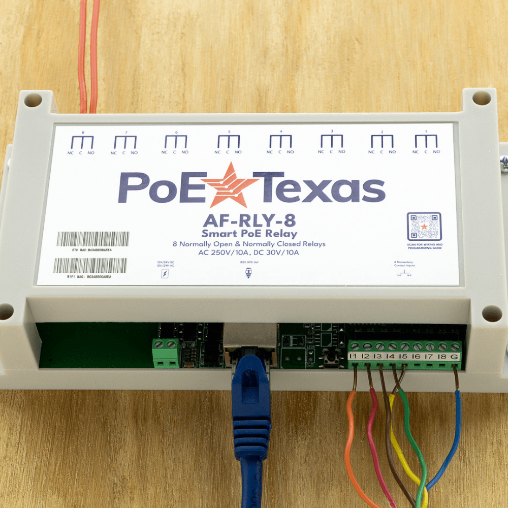 PoE Texas Splitter AF-RLY-8 - 8 Channel Output + 8 Channel Input Network PoE Powered Relay Module