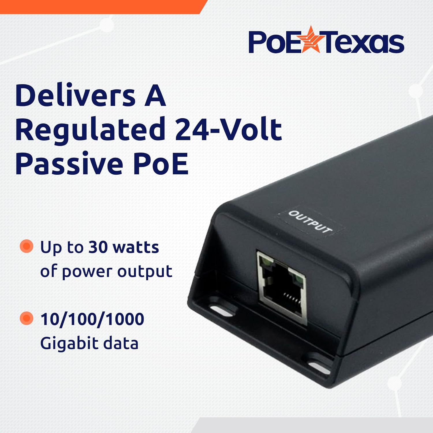 Inline Power Injector DC Powered Passive Gigabit PoE Inline Mode B Injector that Converts 12 ...