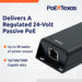POE Texas Splitter DC Powered Passive Gigabit PoE Inline Mode B Injector that Converts 12-60V Volts to 24 Volt Passive PoE