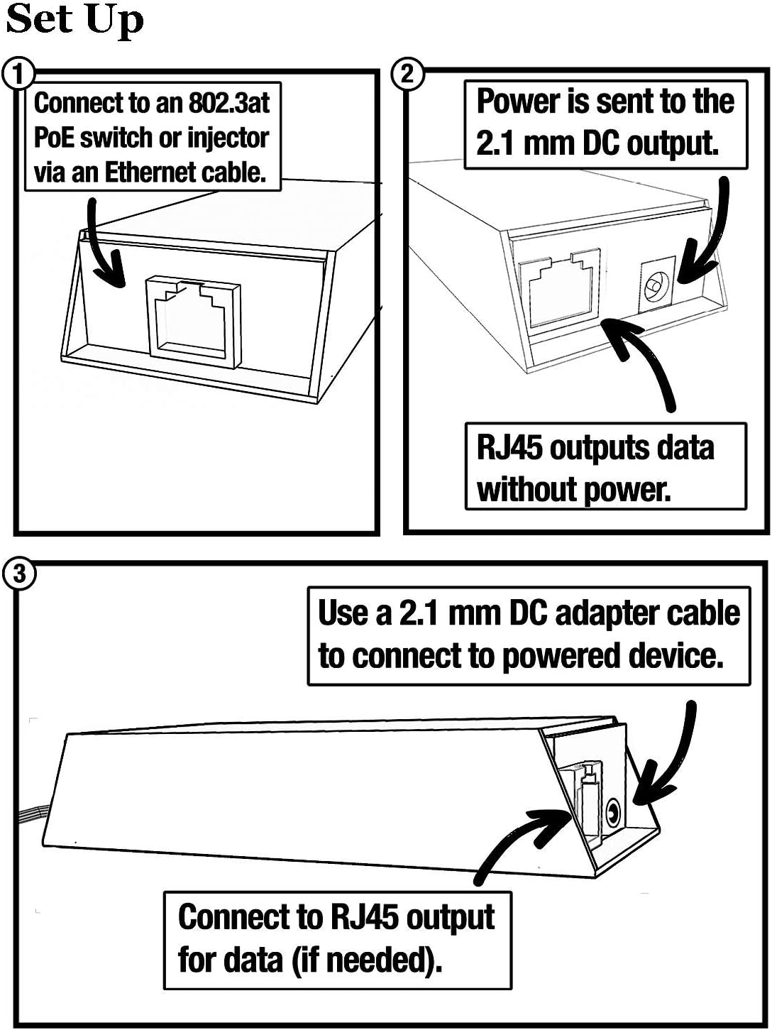 POE Texas Splitter Gigabit Inline PoE (802.3af) Splitter/Converter for 5 Volt 20 Watt Devices