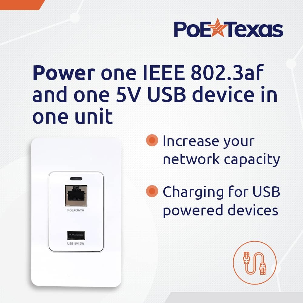 PoE Texas Splitter Gigabit PoE Splitter In-Wall Receptacle