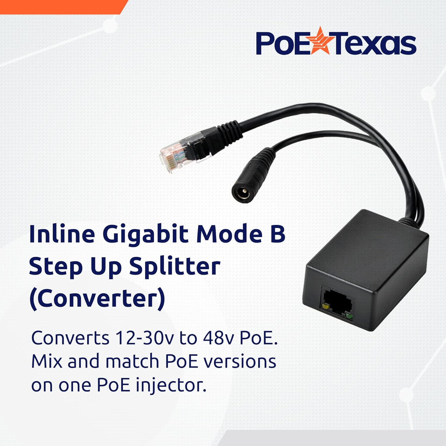Step Splitter Color Inline Gigabit Mode B Step Up Splitter that Converts 12-30 Volts to 48 ...