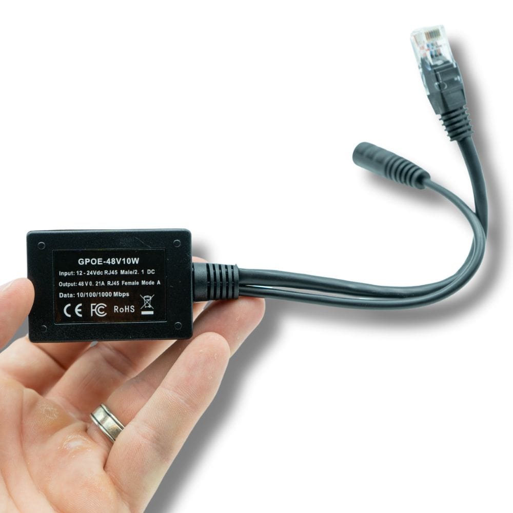 POE Texas Splitter Inline Gigabit Mode B Step Up Splitter that Converts 12-30 Volts to 48 Volts PoE