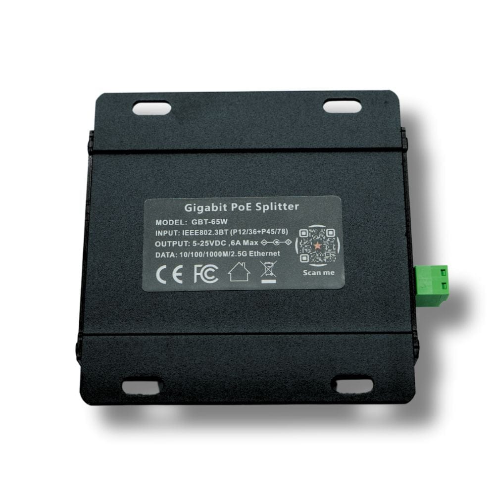 POE Texas Splitter New! Gigabit PoE++ (802.3bt) 5-24 VDC Adjustable Voltage + Separate Gigabit Data Delivery with 65 Watt Output