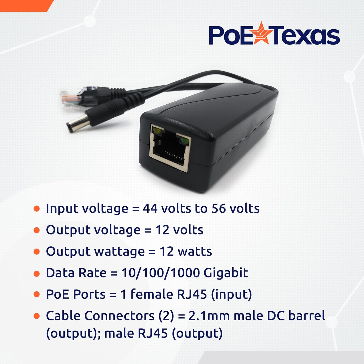 PoE Texas Splitter PoE 12V 802.3af Splitter - Power Any 12 Volt Device