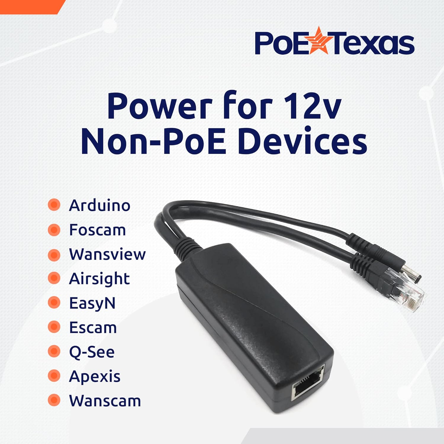PoE Texas Splitter PoE 12V 802.3af Splitter - Power Any 12 Volt Device
