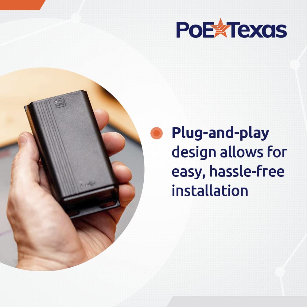 POE Texas Splitter PoE+ (802.3at) to USB-C Power + Data Delivery with 25 Watt Output - USB-C compatible w/ iPad Pro 12.9", Surface Go, Galaxy Tab