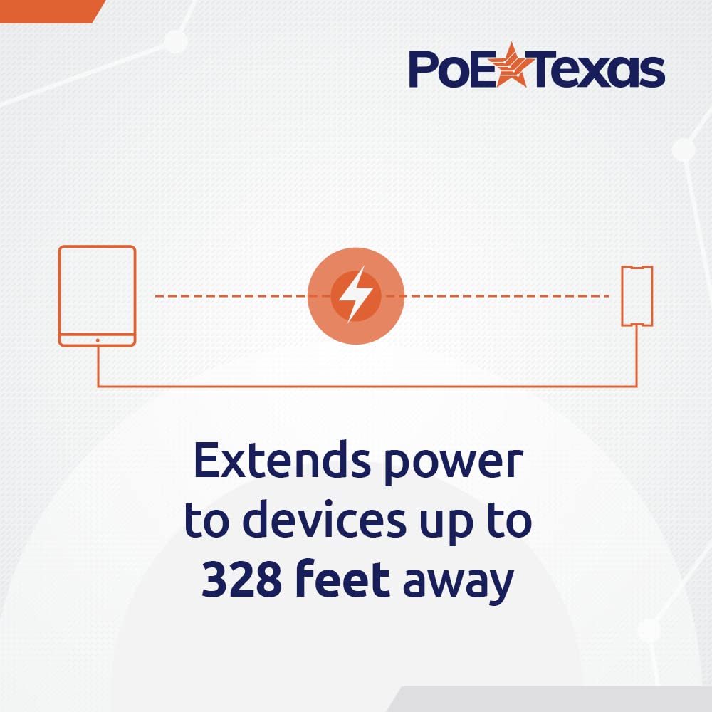 POE Texas Splitter PoE+ (802.3at) to USB-C Power + Data Delivery with 25 Watt Output - USB-C compatible w/ iPad Pro 12.9", Surface Go, Galaxy Tab