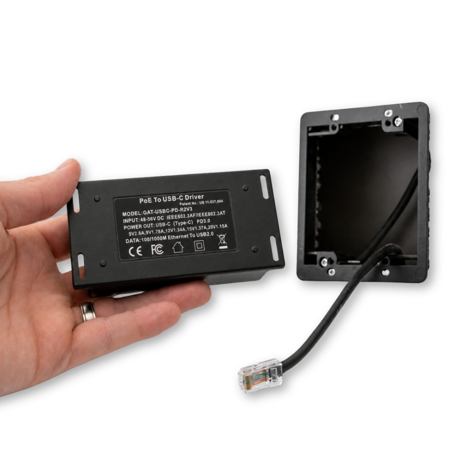 POE Texas Splitter PoE+ (802.3at) to USB-C Power + Data Delivery with 25 Watt Output - USB-C compatible w/ iPad Pro 12.9", Surface Go, Galaxy Tab