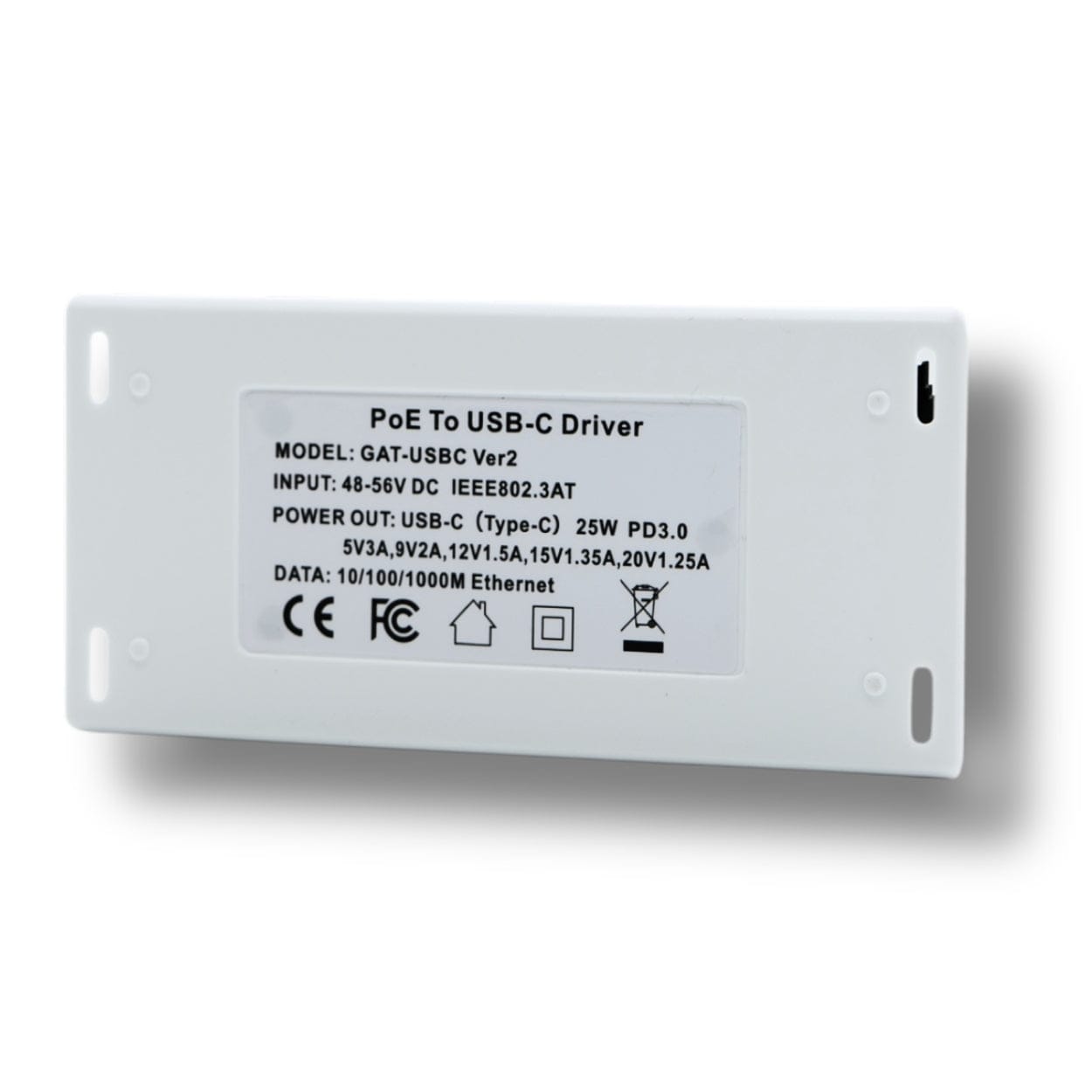 POE Texas Splitter PoE+ (802.3at) to USB-C Splitter - Power Only Delivery with Separate Gigabit Data