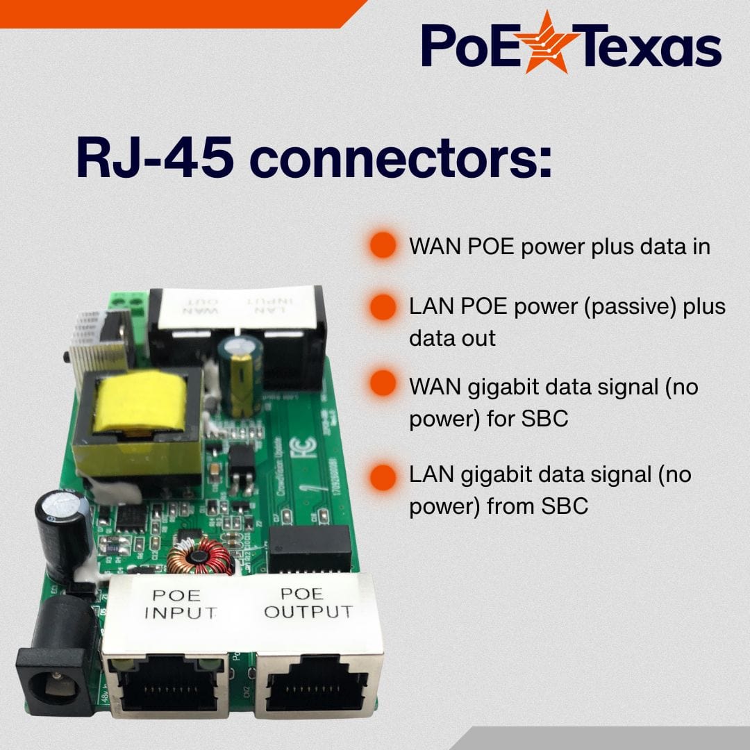 POE Texas Splitter PoE Management Board for Single Board Computers
