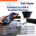 POE Texas Splitter POE to USB-C Power and Data Delivery with 15 Watt Output for iPad Air, Surface Go, Galaxy Tab and More - 10/100 Mbps with USB-C Cable Included