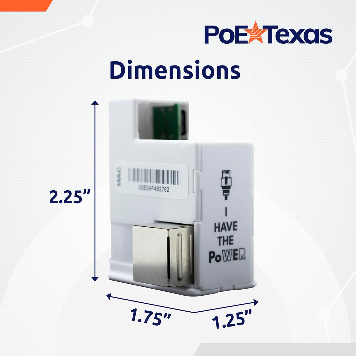 POE Texas Splitter POE to USB-C Power and Data Delivery with 15 Watt Output for iPad Air, Surface Go, Galaxy Tab and More - 10/100 Mbps with USB-C Cable Included