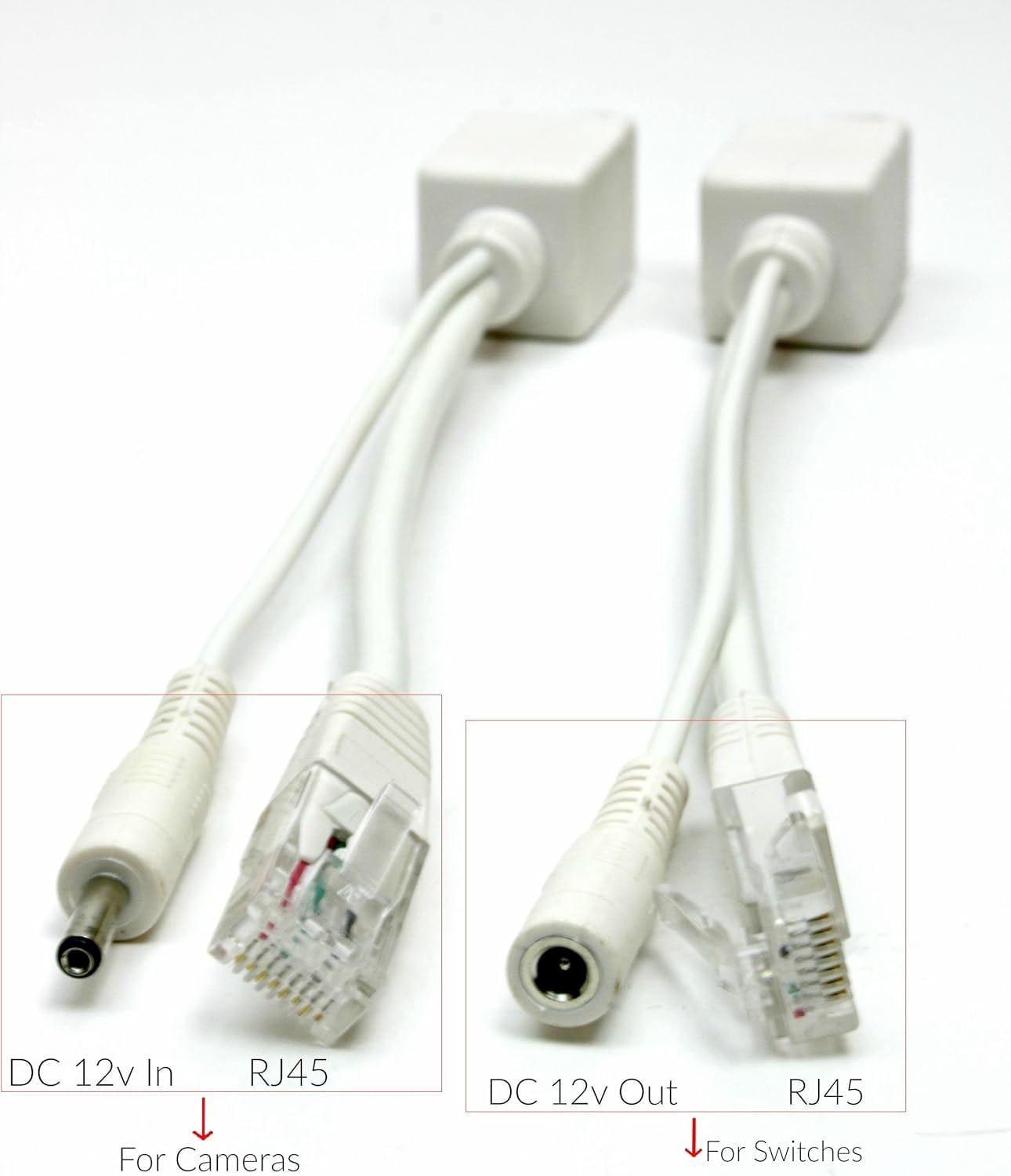 PoE Texas Splitter Single Inline 10/100 Mode B Splitter and Injector Kit - 1.35 mm DC Barrel