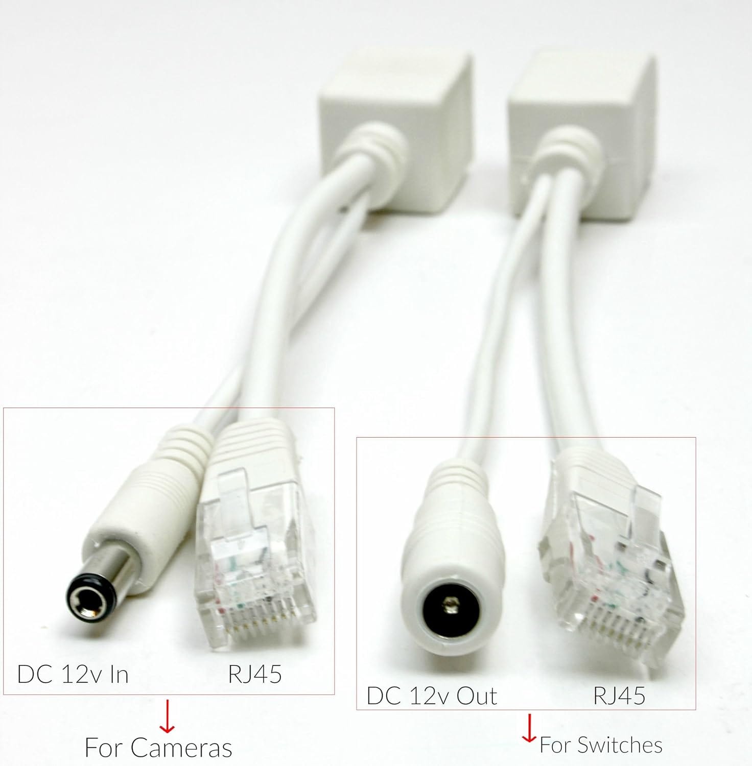 PoE Texas Splitter Single Inline 10/100 Mode B Splitter and Injector Kit - 2.1 mm DC Barrel