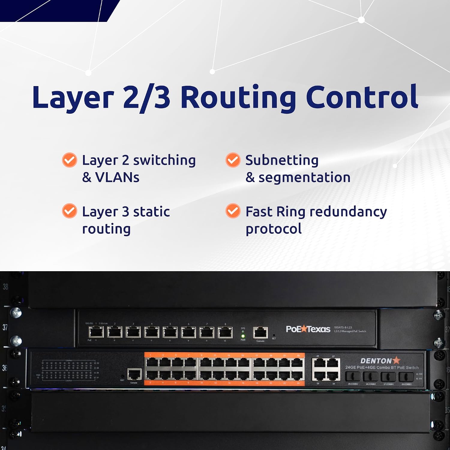 POE Texas Switch 8-Port Layer 2 and 3 10 Gigabit Managed PoE+ (IEEE 802.3at) Switch