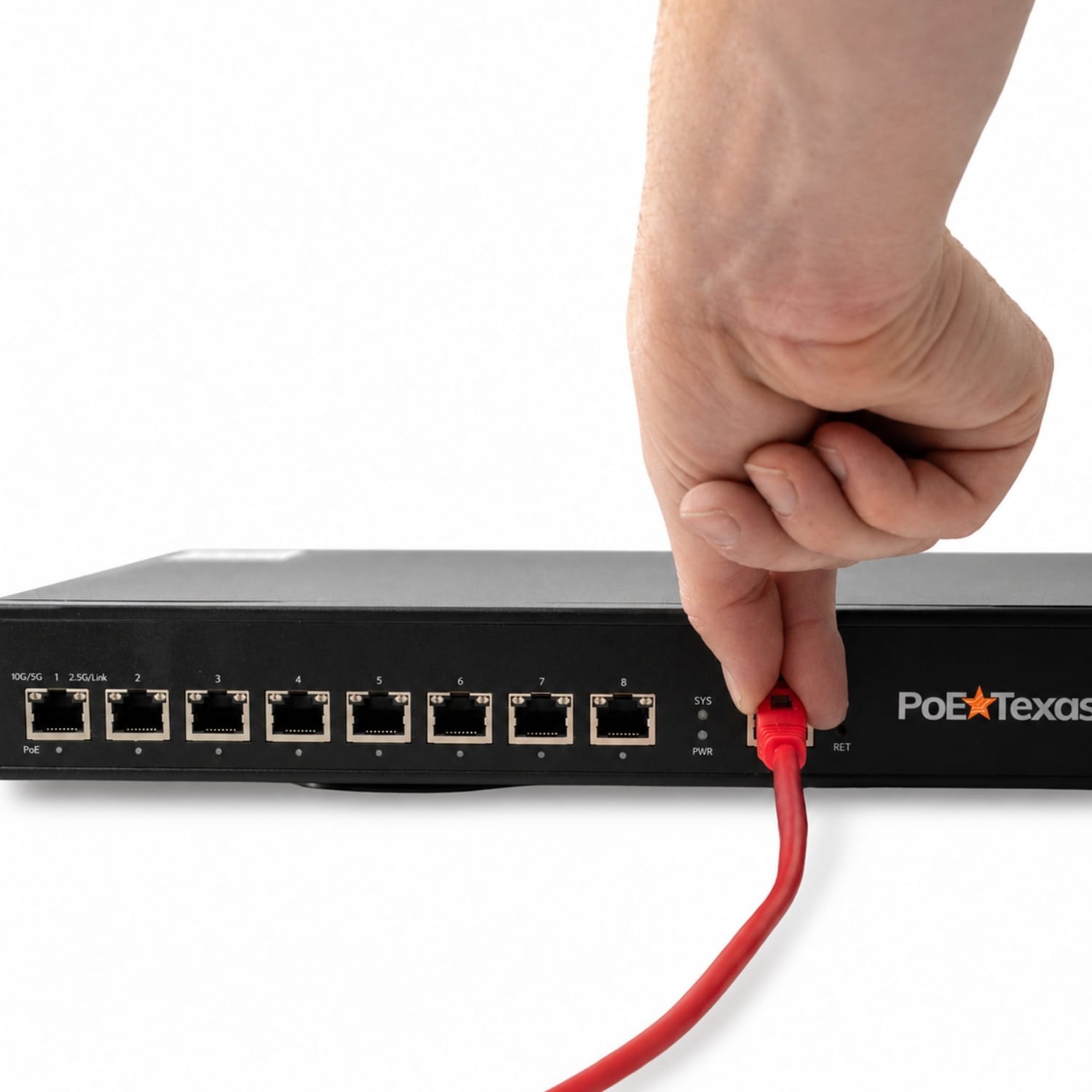 POE Texas Switch 8-Port Layer 3 10 Gigabit Managed PoE+ (IEEE 802.3at) Switch