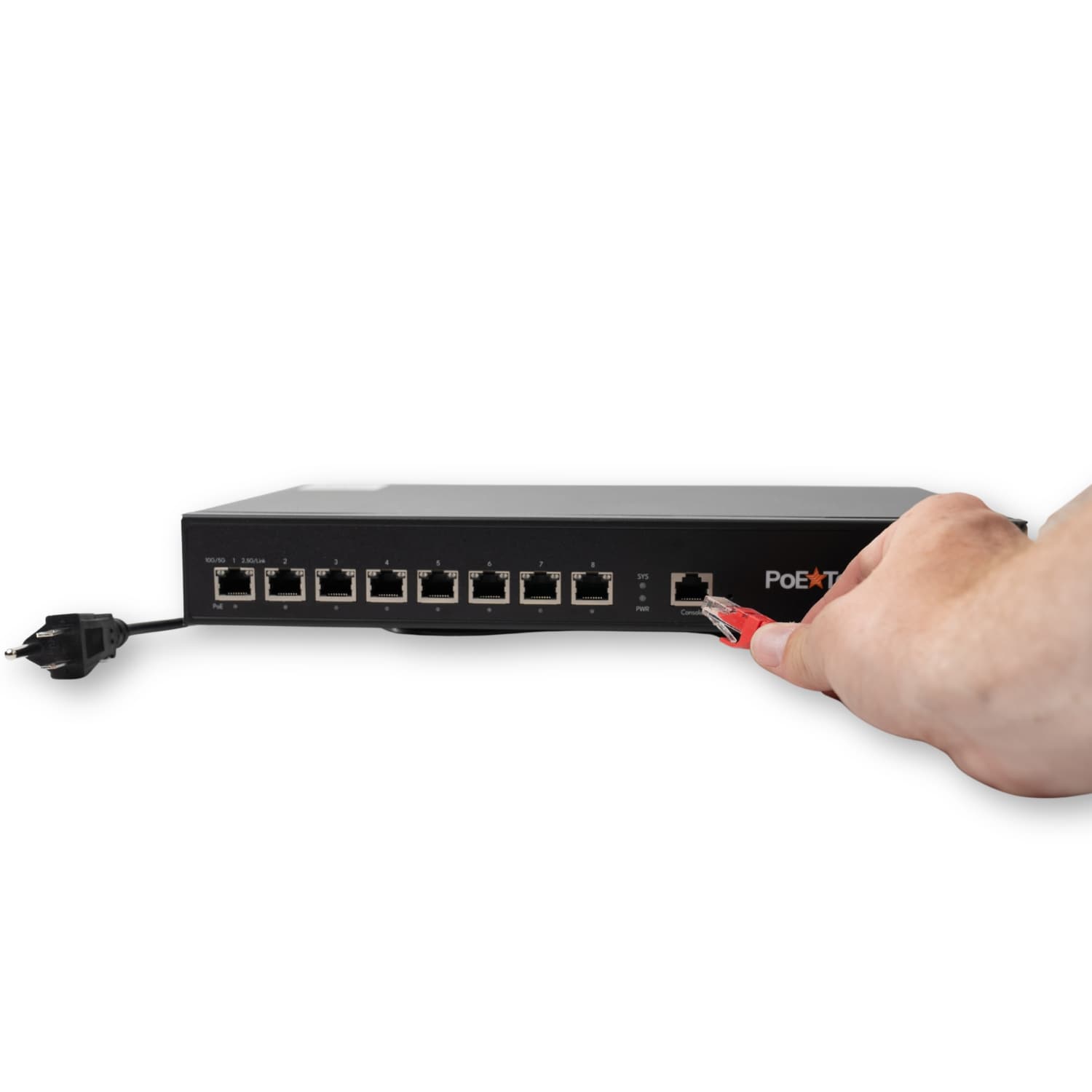 POE Texas Switch 8-Port Layer 3 10 Gigabit Managed PoE+ (IEEE 802.3at) Switch