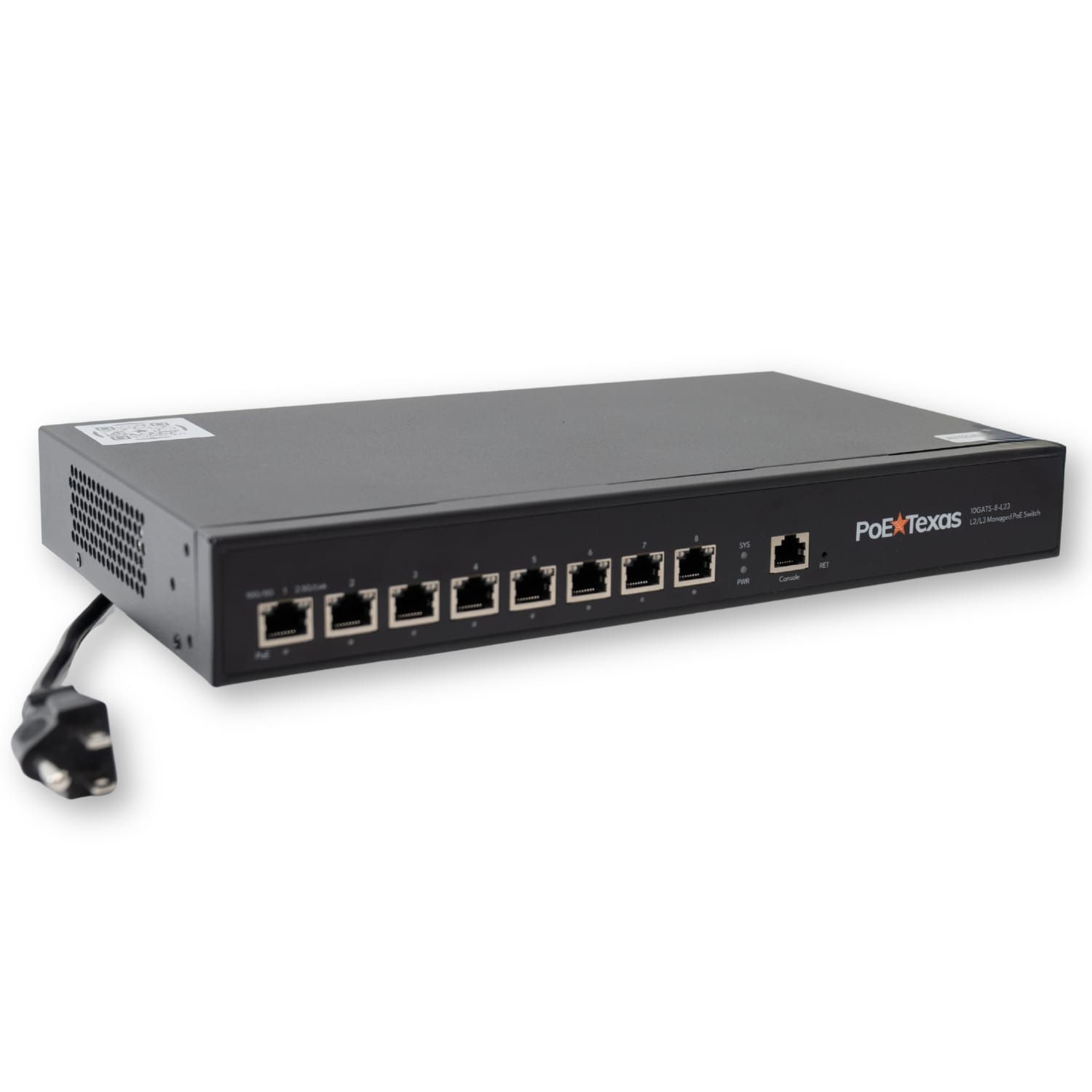 POE Texas Switch 8-Port Layer 3 10 Gigabit Managed PoE+ (IEEE 802.3at) Switch
