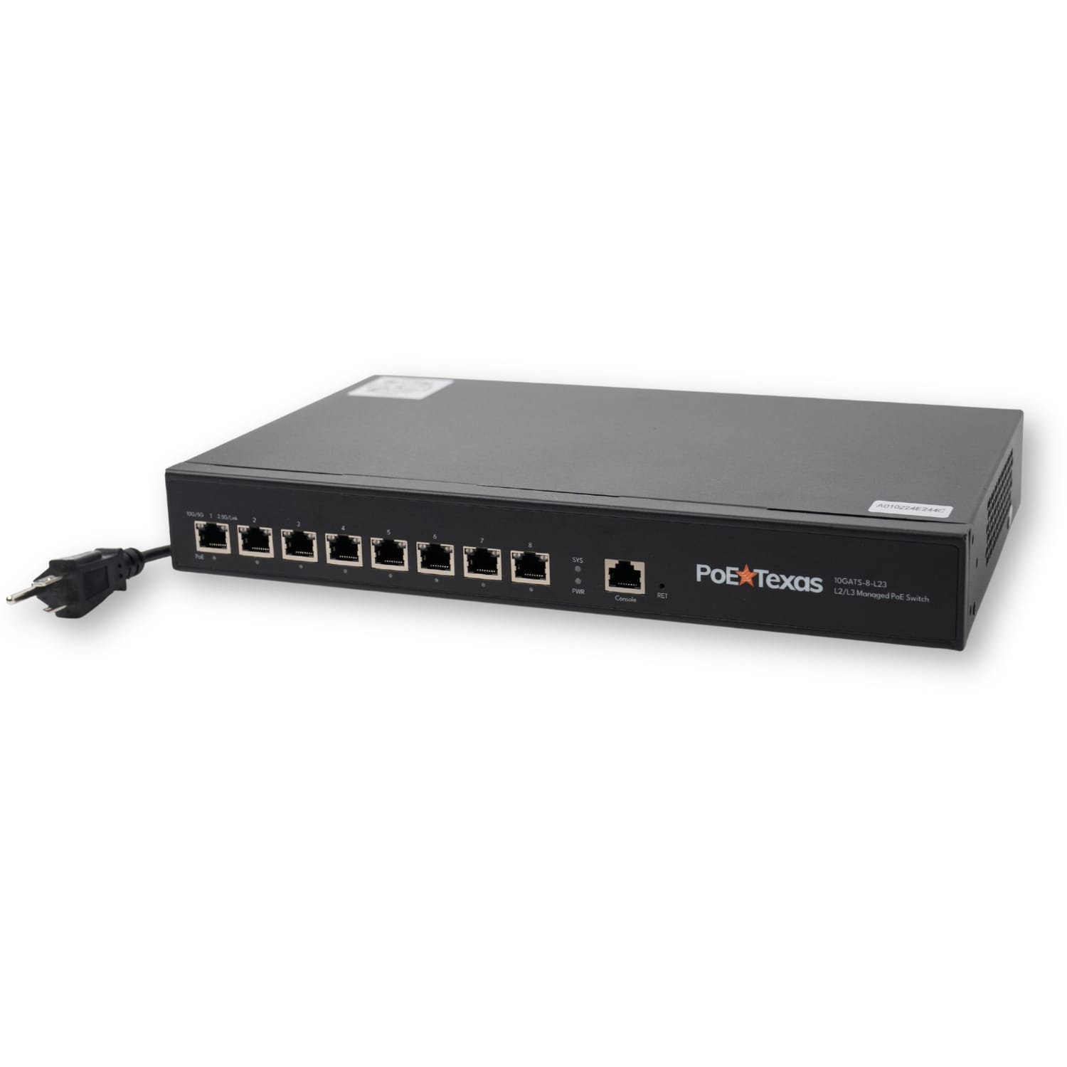 POE Texas Switch 8-Port Layer 3 10 Gigabit Managed PoE+ (IEEE 802.3at) Switch