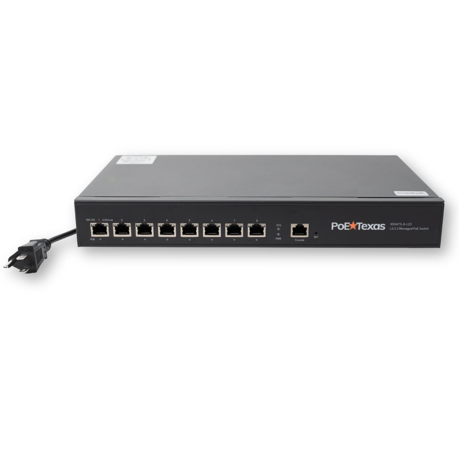 POE Texas Switch 8-Port Layer 3 10 Gigabit Managed PoE+ (IEEE 802.3at) Switch