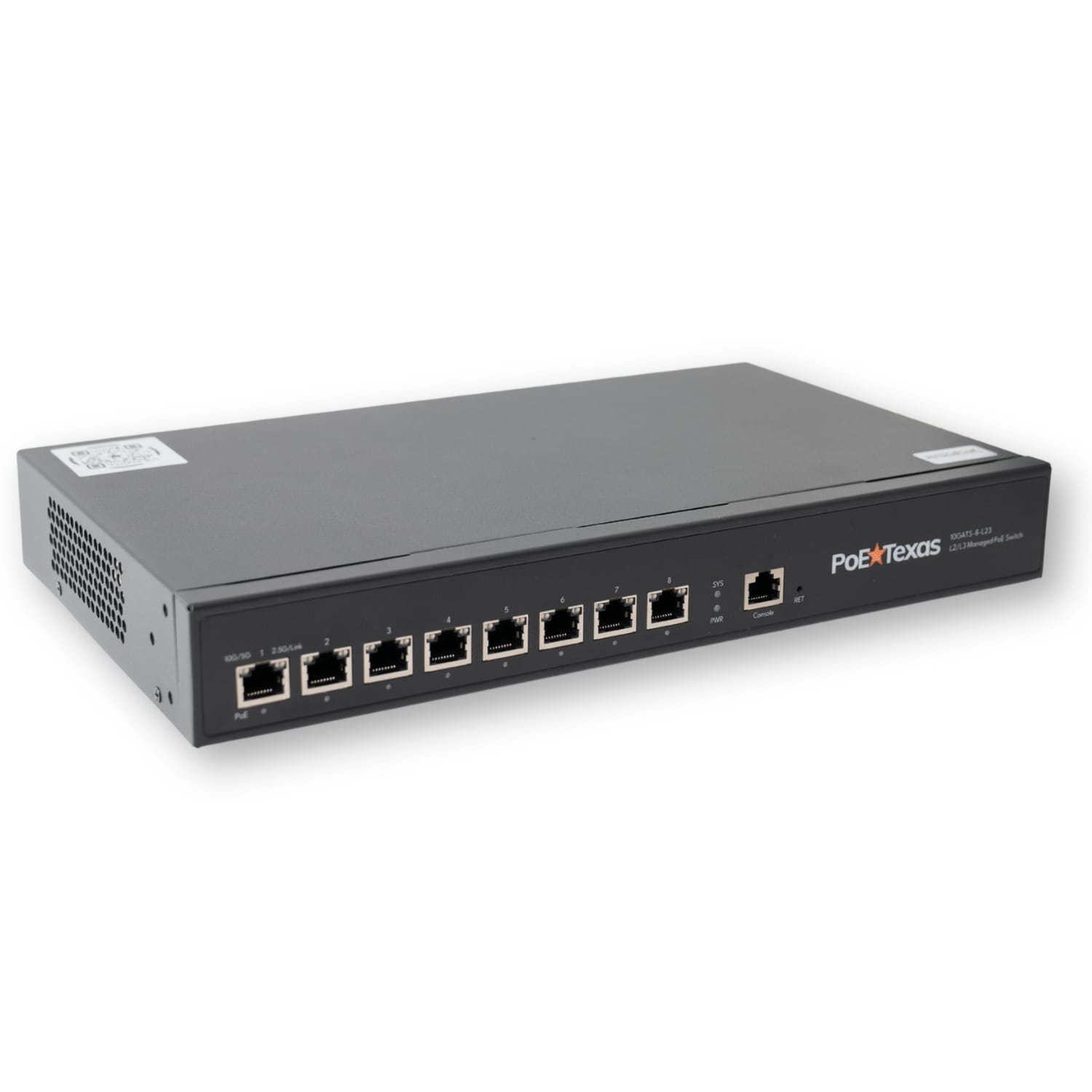 POE Texas Switch 8-Port Layer 3 10 Gigabit Managed PoE+ (IEEE 802.3at) Switch