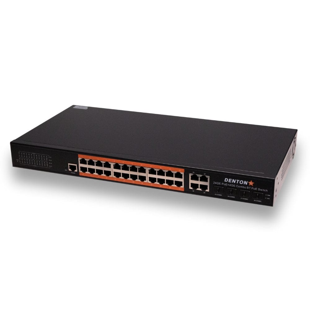 POE Texas Switch Fanless 24-Port Gigabit Layer 2 Managed IEEE 802.3bt Switch with 53V3000W Power Supply
