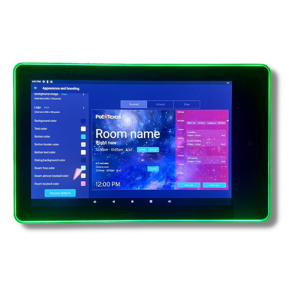 10 Touchscreen Room Scheduler With Highly Visible LED Ring POE Texas 10-touchscreen-room-scheduler-with-highly-visible-led-ring-poe-texas