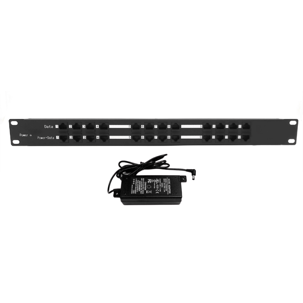 12-Port 10/100 Rack Mount PoE Injector with 48V 60W Power Supply — POE ...
