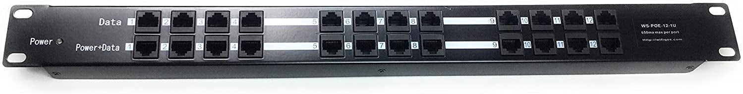 12-Port 10/100 Rack Mount PoE Injector with 48V 60W Power Supply — POE ...
