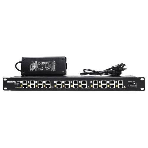 PoE Texas Injector 12-Port Gigabit Rack Mount PoE Injector with 24 Volt 120 Watt Power Supply