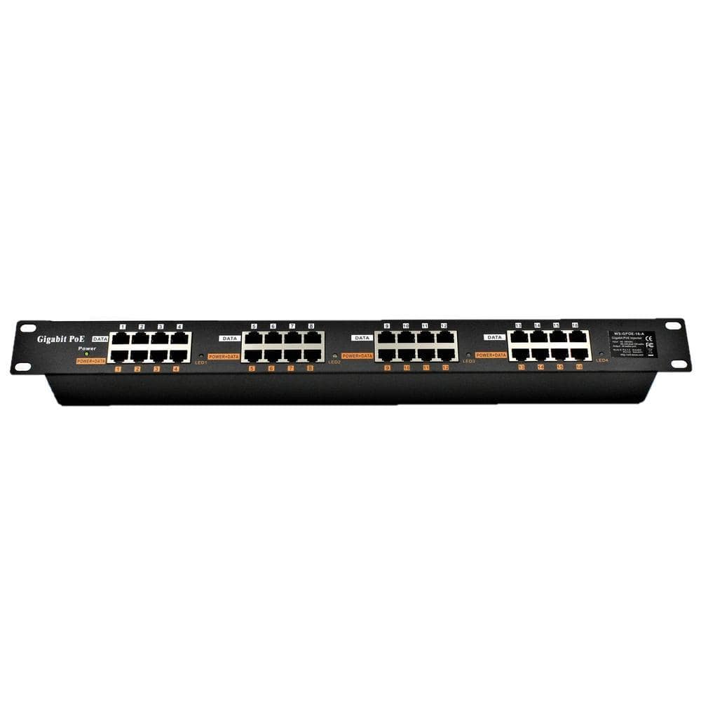 PoE Texas Injector 16 Port Gigabit Mode A Rack Mount PoE Injector (Power Supply Not Included)