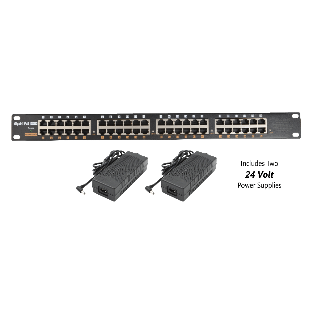 PoE Texas Injector 24-Port Gigabit Rack Mount PoE Injector with 48V240W Power Supplies