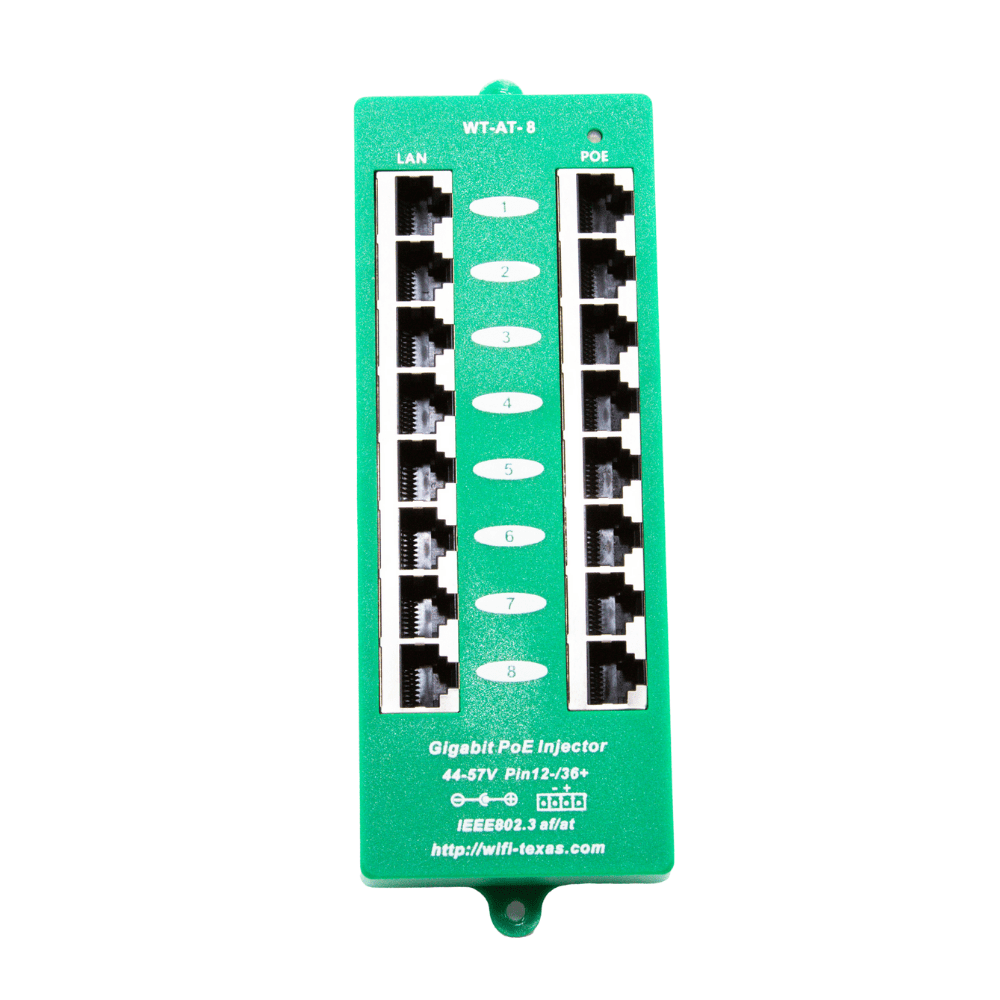 8 Port Active Gigabit Mode A PoE Injector (Power Supply Not