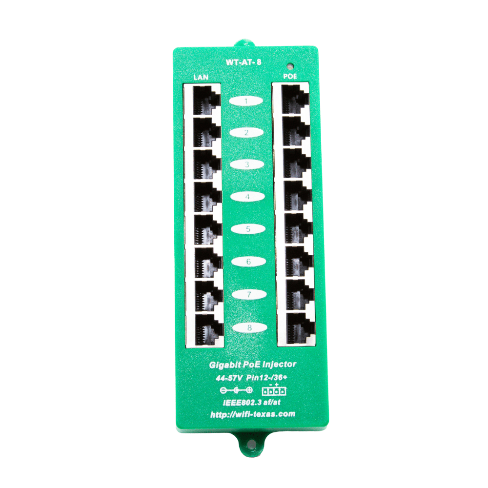 8 port passive PoE injector for OM Series access points.