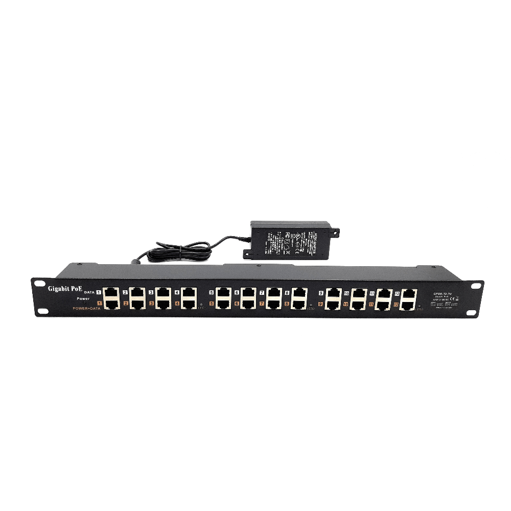 12-Port Gigabit Rack Mount PoE Injector with 48V 60W Power Supply — POE ...