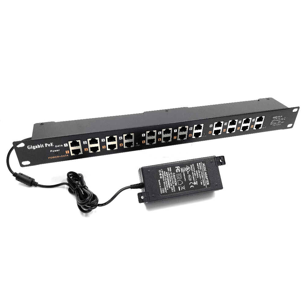 WS-GPOE-12-48v60w Gigabit Passive 12 Port Power Over Ethernet Injector PoE with 48 Volt 60 Watt for 802.3af Devices