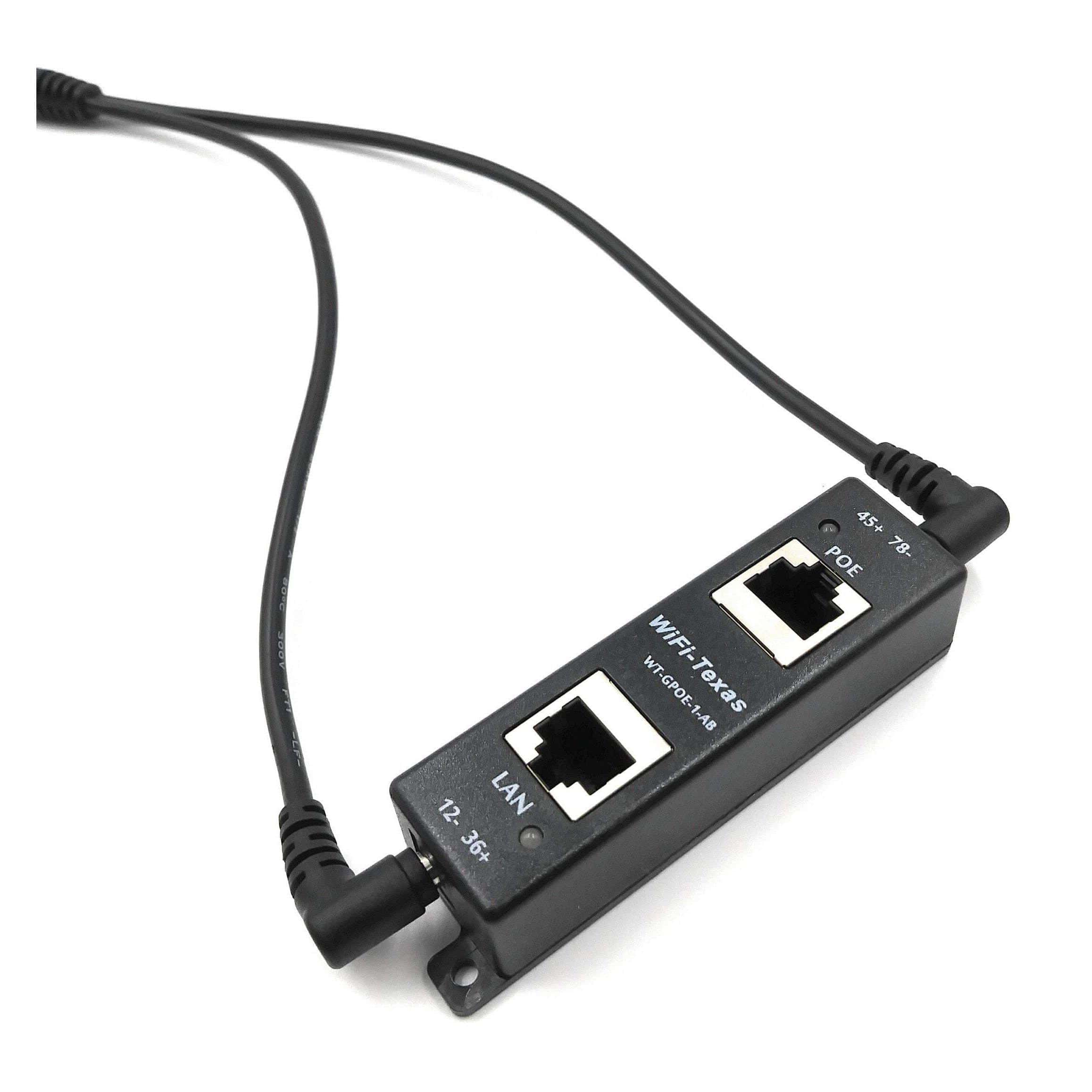 Single Port Gigabit Mode A/B PoE Injector with 48V 60W Power Supply and  2.1mm Y-Cable