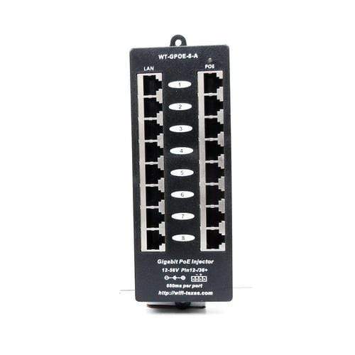 Mid-span multi port Passive POE injector for 8 CCTV cameras with