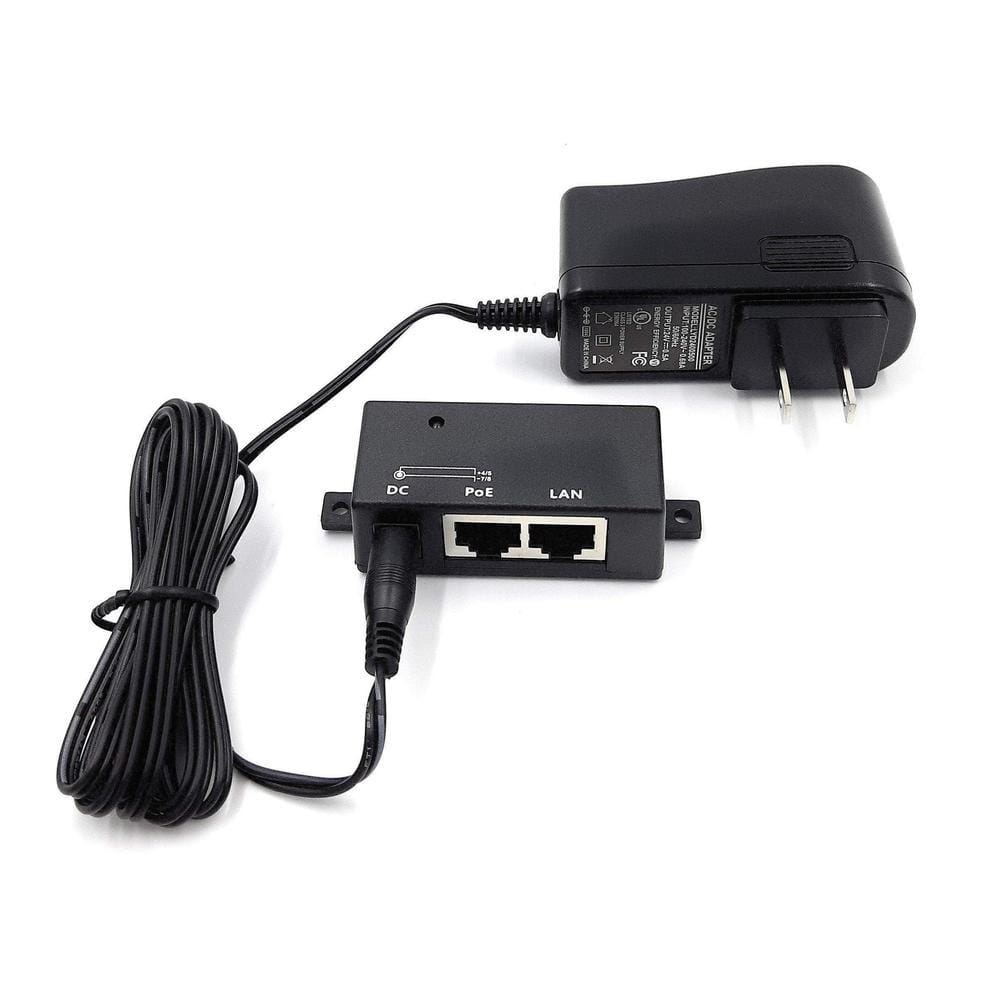 Single Port 10/100 Mbps Mode B PoE Injector with 24 Volt, .5 Amp, 12 Watt  Power Supply