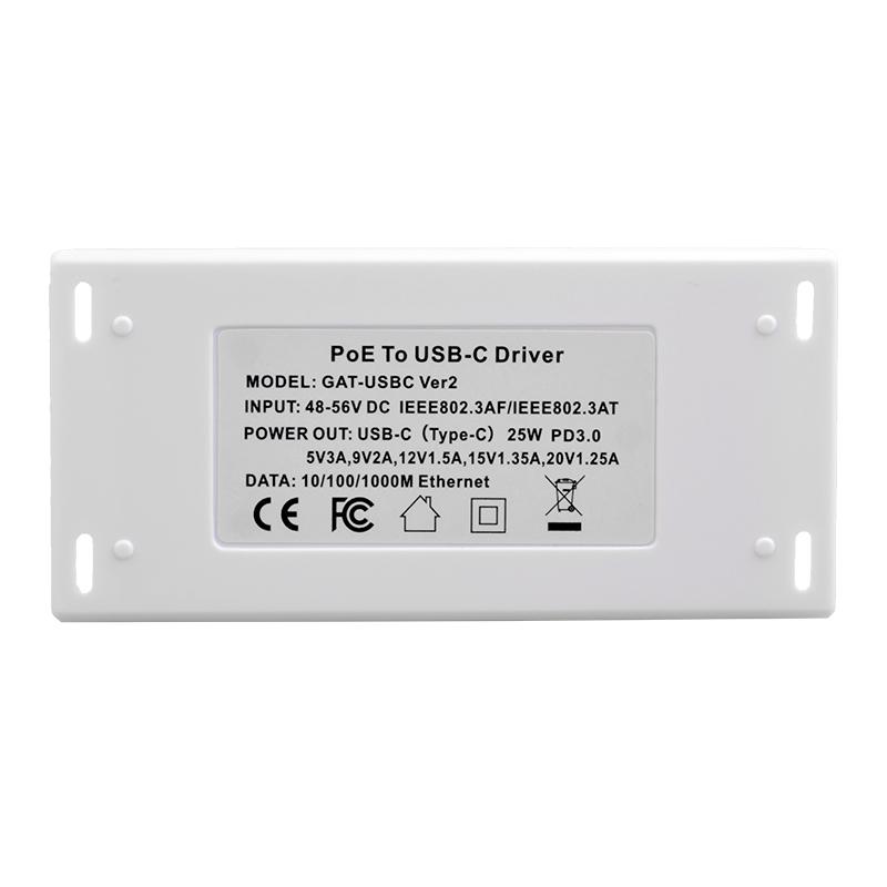 POE Texas Splitter PoE+ (802.3at) to USB-C Splitter - Power Delivery with Separate Gigabit Data