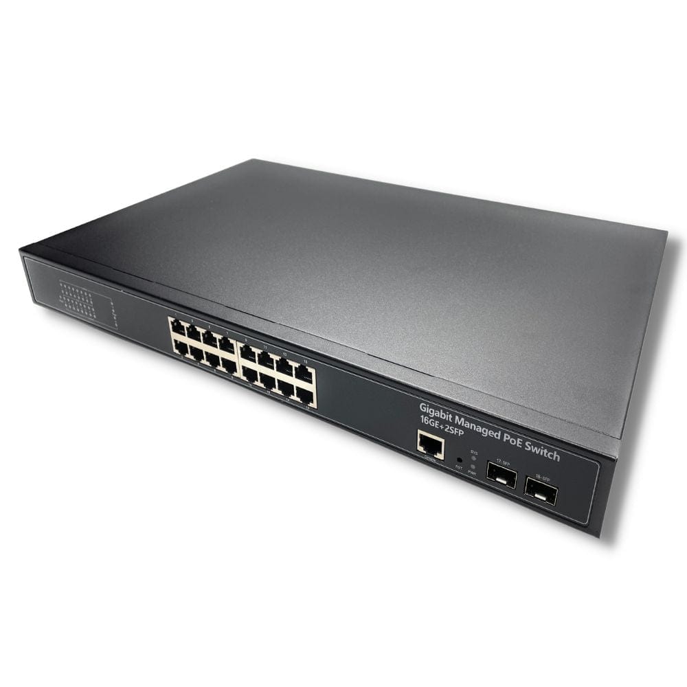 POE Texas Switch 16-Port Gigabit Layer 2 Managed PoE+ (IEEE 802.3at) Switch