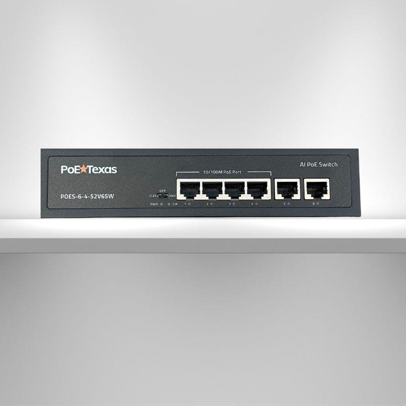 PoE Texas Switch 4-Port Gigabit 802.3af/at PoE Switch for Video, Tablet & Security Applications