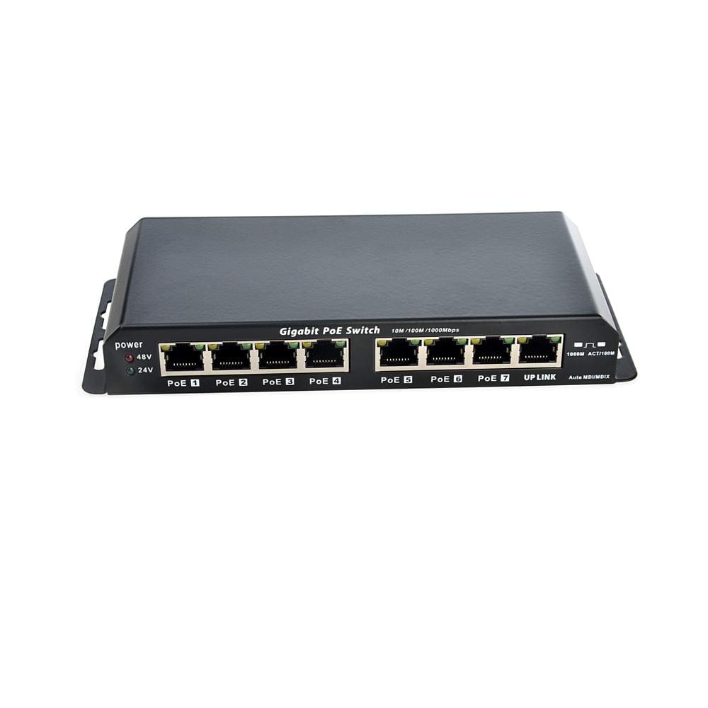 PoE Texas GPOES-8-7AB | 8 Port Gigabit Ethernet Switch with Passive PoE On 7 Ports - Power Over Ethernet for 802.3af or 24V