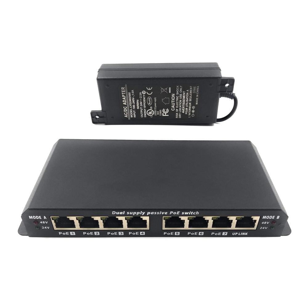 DSLRKIT 250M 8 Ports 6 PoE Power Over Ethernet Switch without Power Adapter